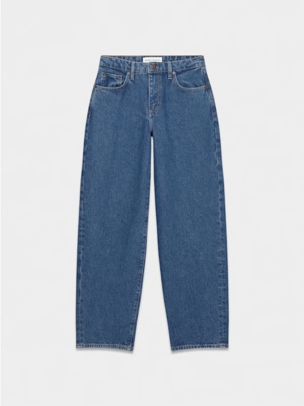 Denim Forum Kai Relaxed Mid-Rise Barrel Jean - No-Stress Medium Blue, Size 28
